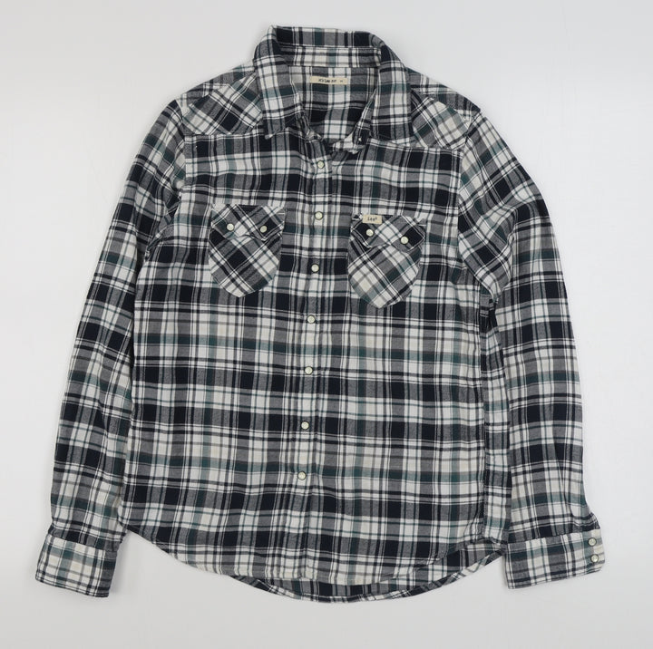 Lee Mens Green Plaid Cotton  Button-Up Size XS Collared Button