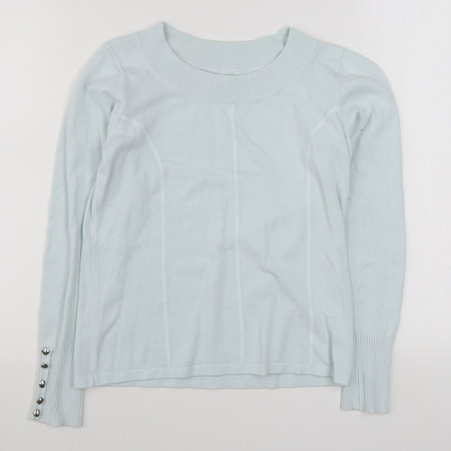 Micha Womens Blue Round Neck  Viscose Pullover Jumper Size S