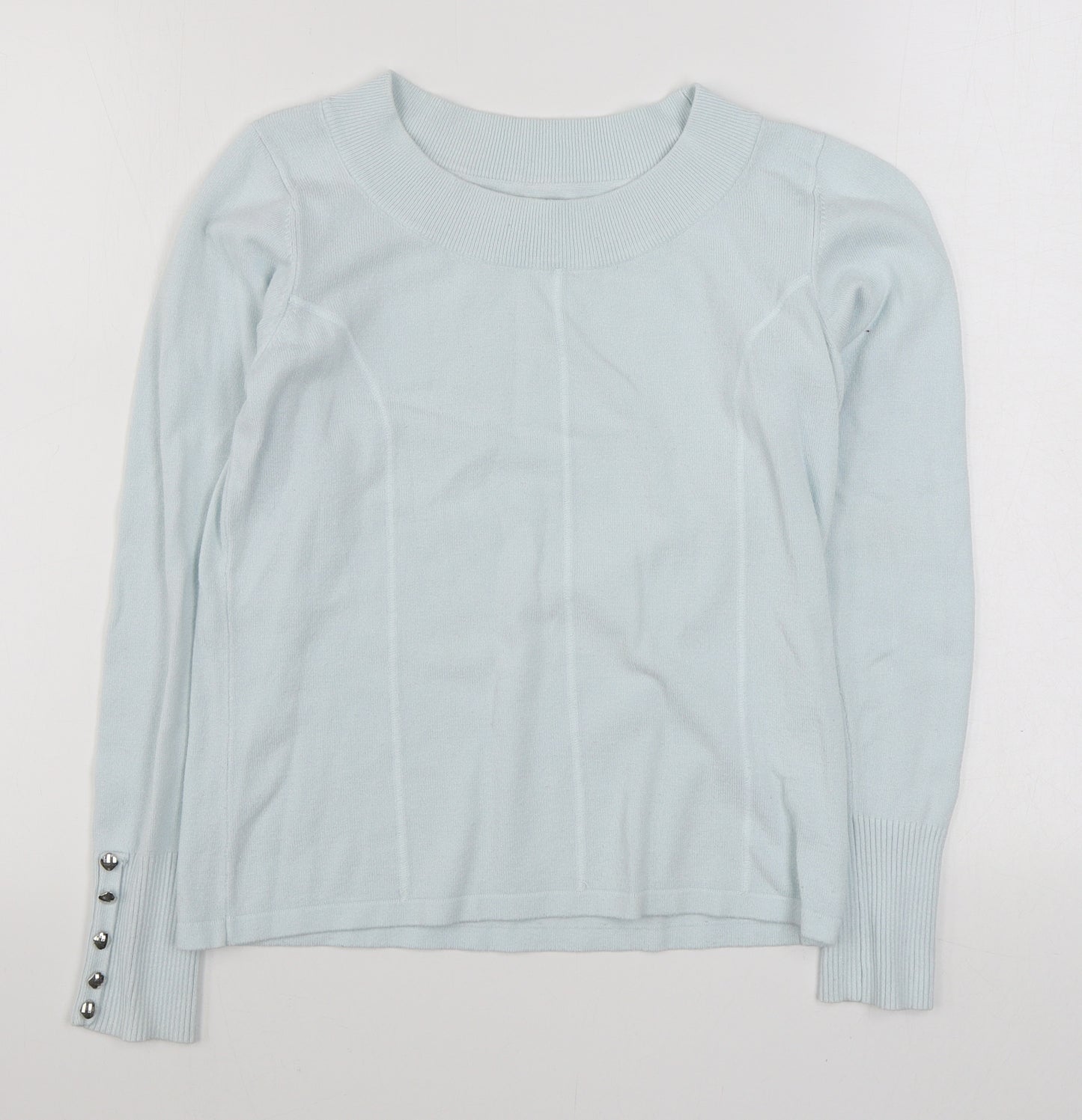 Micha Womens Blue Round Neck  Viscose Pullover Jumper Size S
