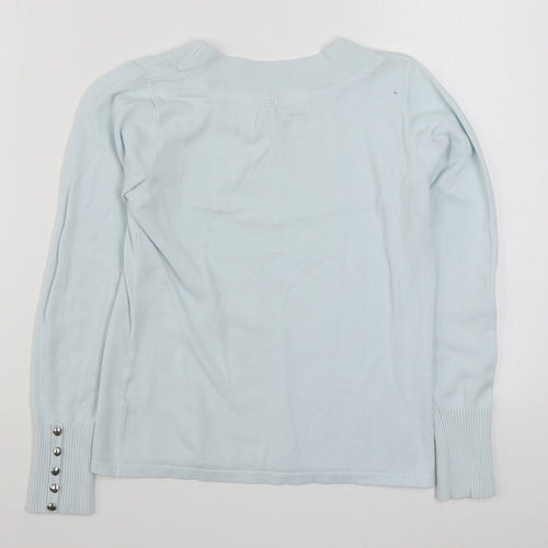 Micha Womens Blue Round Neck  Viscose Pullover Jumper Size S