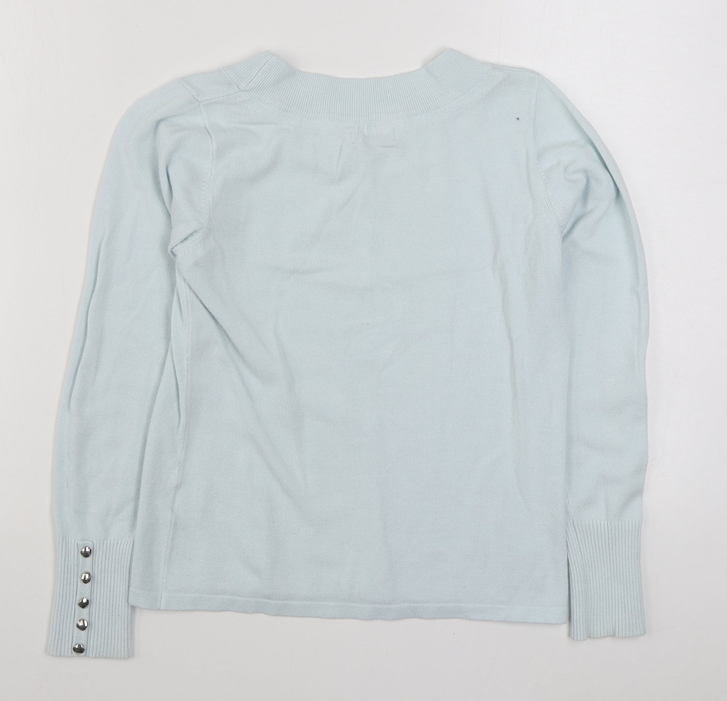 Micha Womens Blue Round Neck  Viscose Pullover Jumper Size S