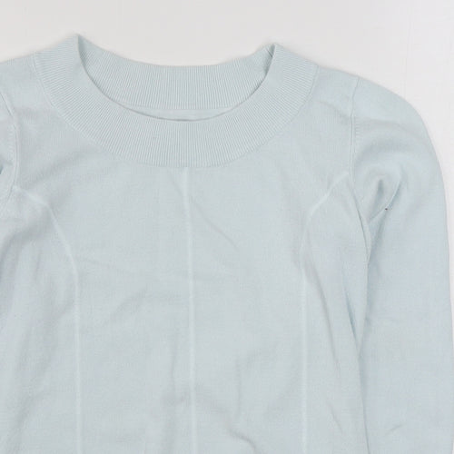 Micha Womens Blue Round Neck  Viscose Pullover Jumper Size S