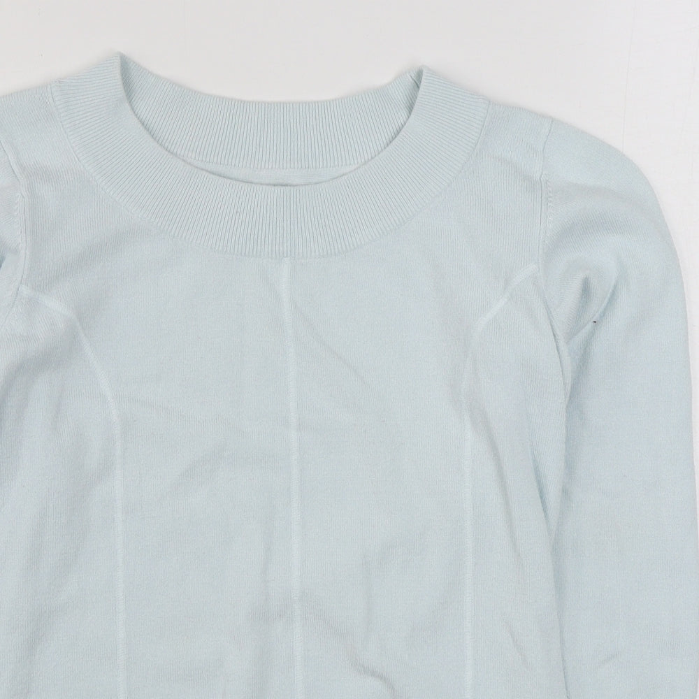Micha Womens Blue Round Neck  Viscose Pullover Jumper Size S
