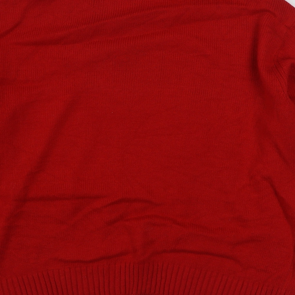 H&M Womens Red Round Neck  Acrylic Pullover Jumper Size M   - Christmas Jumper