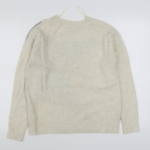 Principles Womens Beige Round Neck  Acrylic Pullover Jumper Size 8