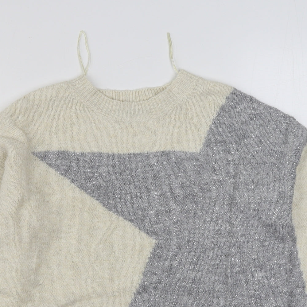 Principles Womens Beige Round Neck  Acrylic Pullover Jumper Size 8