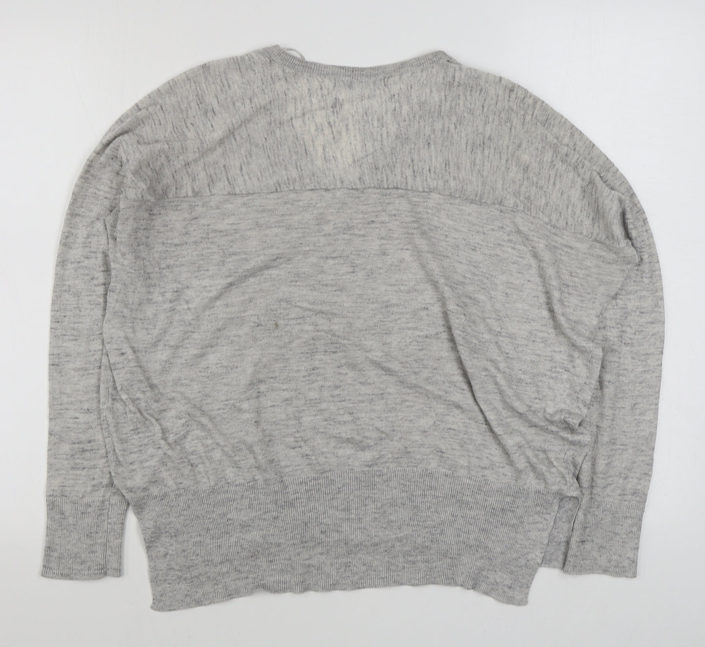 Mango Womens Grey V-Neck  Acrylic Pullover Jumper Size S