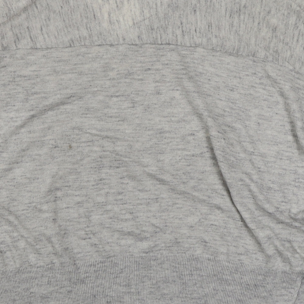 Mango Womens Grey V-Neck  Acrylic Pullover Jumper Size S