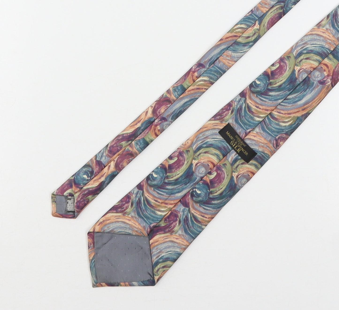 Marks and Spencer Mens Multicoloured Geometric Silk Pointed Tie One Size