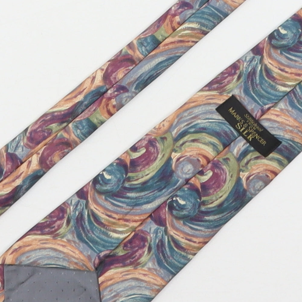 Marks and Spencer Mens Multicoloured Geometric Silk Pointed Tie One Size