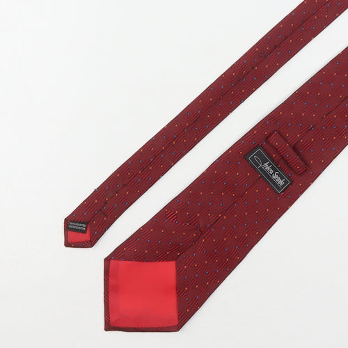 Andrea Sorando Mens Red Geometric Polyester Pointed Tie One Size