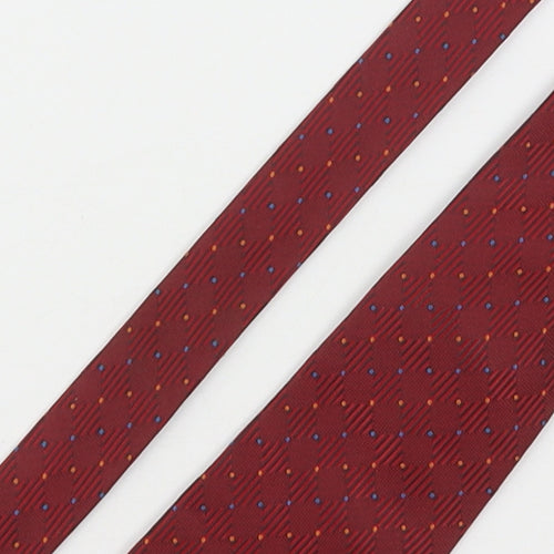 Andrea Sorando Mens Red Geometric Polyester Pointed Tie One Size