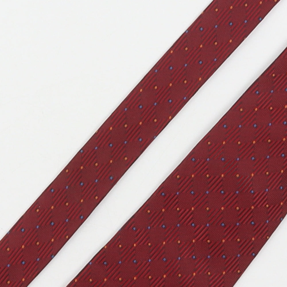 Andrea Sorando Mens Red Geometric Polyester Pointed Tie One Size