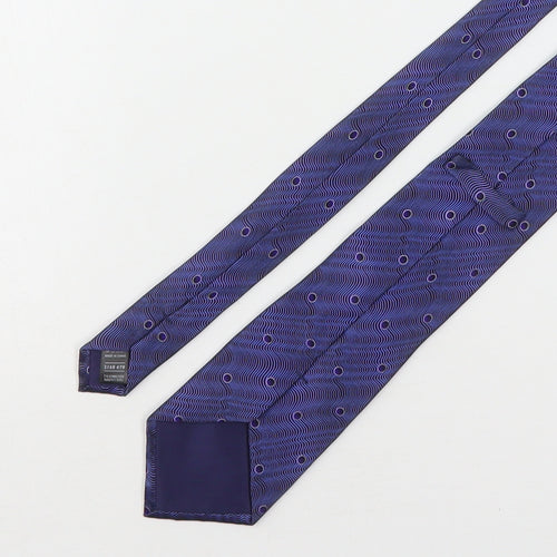 Marks and Spencer Mens Blue Geometric Silk Pointed Tie One Size