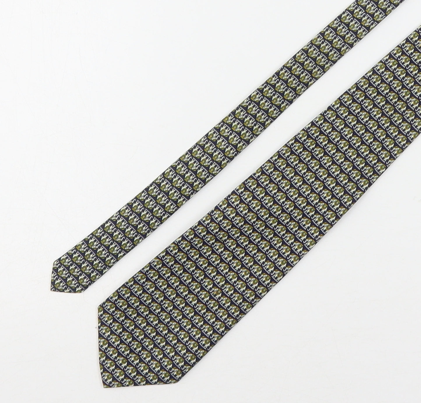 Rene Chagal Mens Multicoloured Geometric Silk Pointed Tie One Size - Elephants