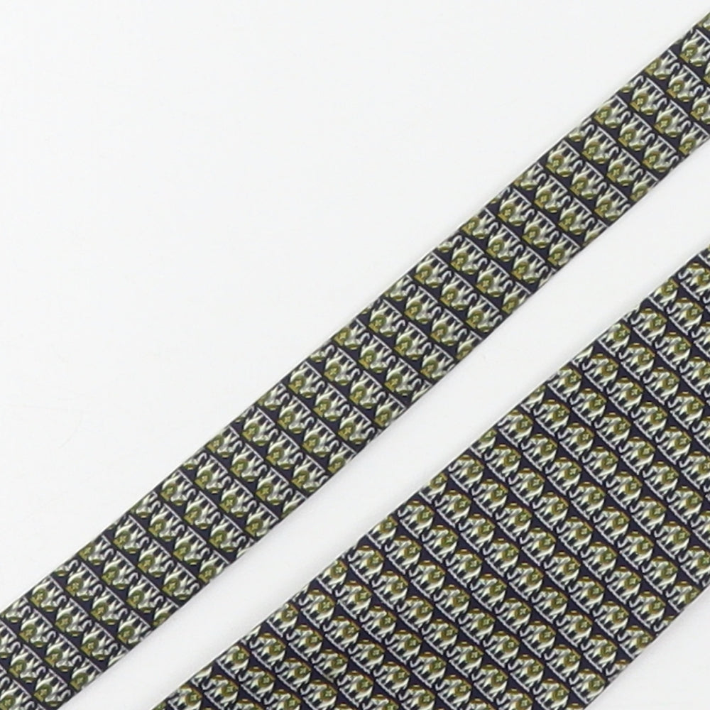 Rene Chagal Mens Multicoloured Geometric Silk Pointed Tie One Size - Elephants