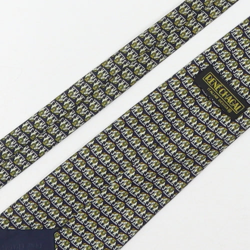 Rene Chagal Mens Multicoloured Geometric Silk Pointed Tie One Size - Elephants