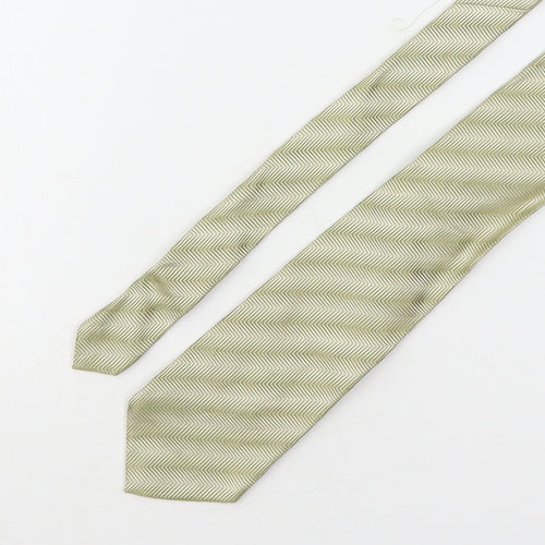 Marks and Spencer Mens Green Striped Silk Pointed Tie One Size