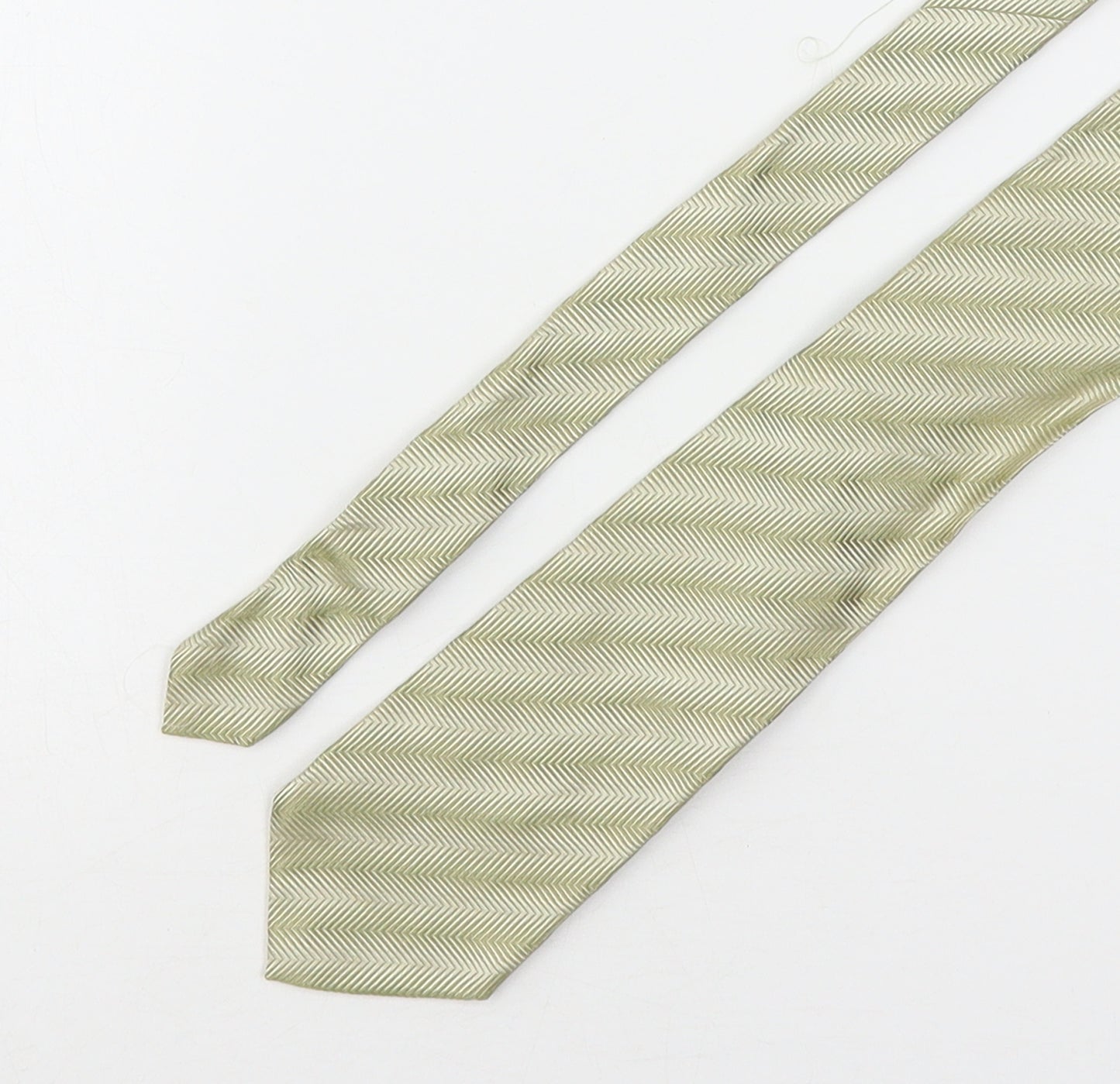 Marks and Spencer Mens Green Striped Silk Pointed Tie One Size