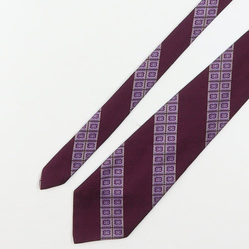 Prova Mens Purple Geometric Polyester Pointed Tie One Size