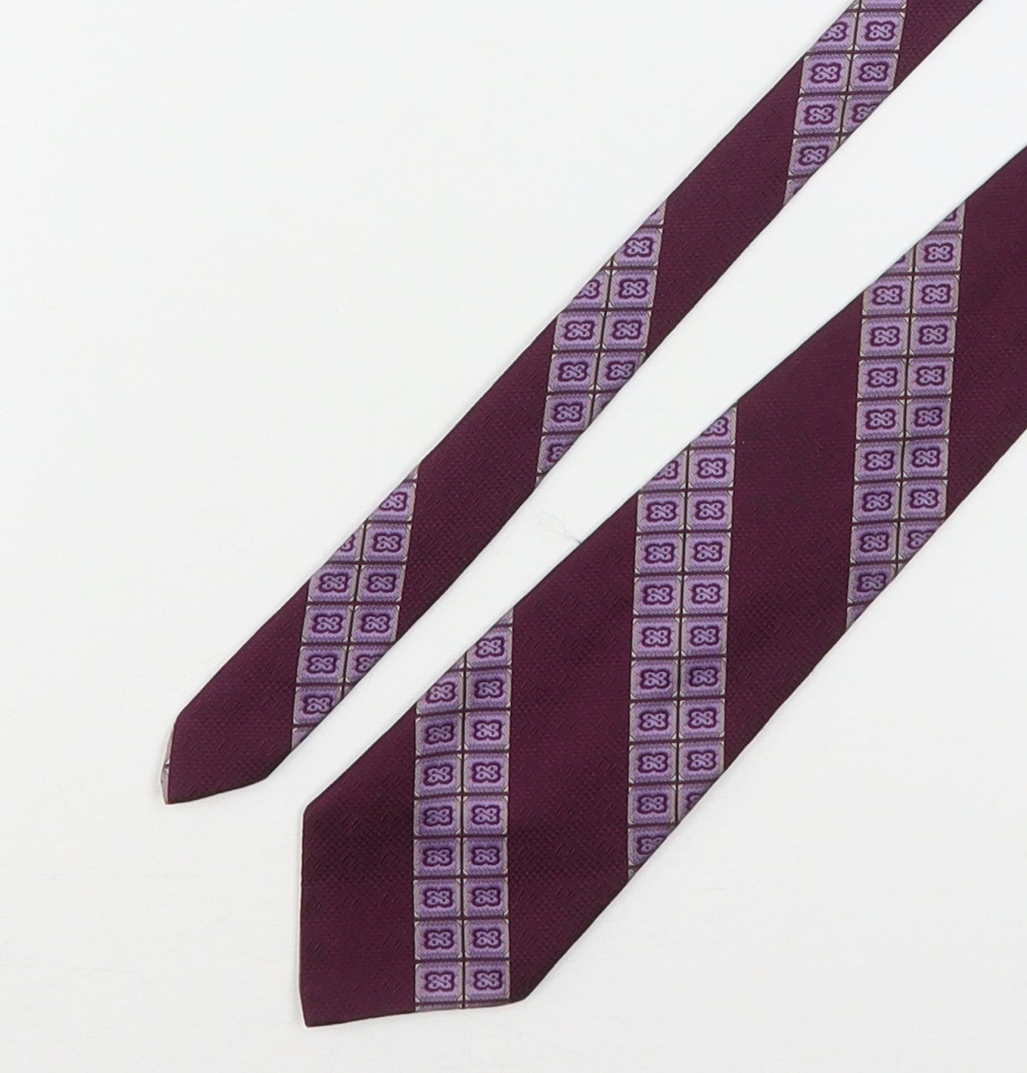 Prova Mens Purple Geometric Polyester Pointed Tie One Size