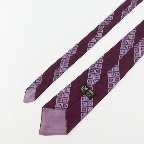 Prova Mens Purple Geometric Polyester Pointed Tie One Size