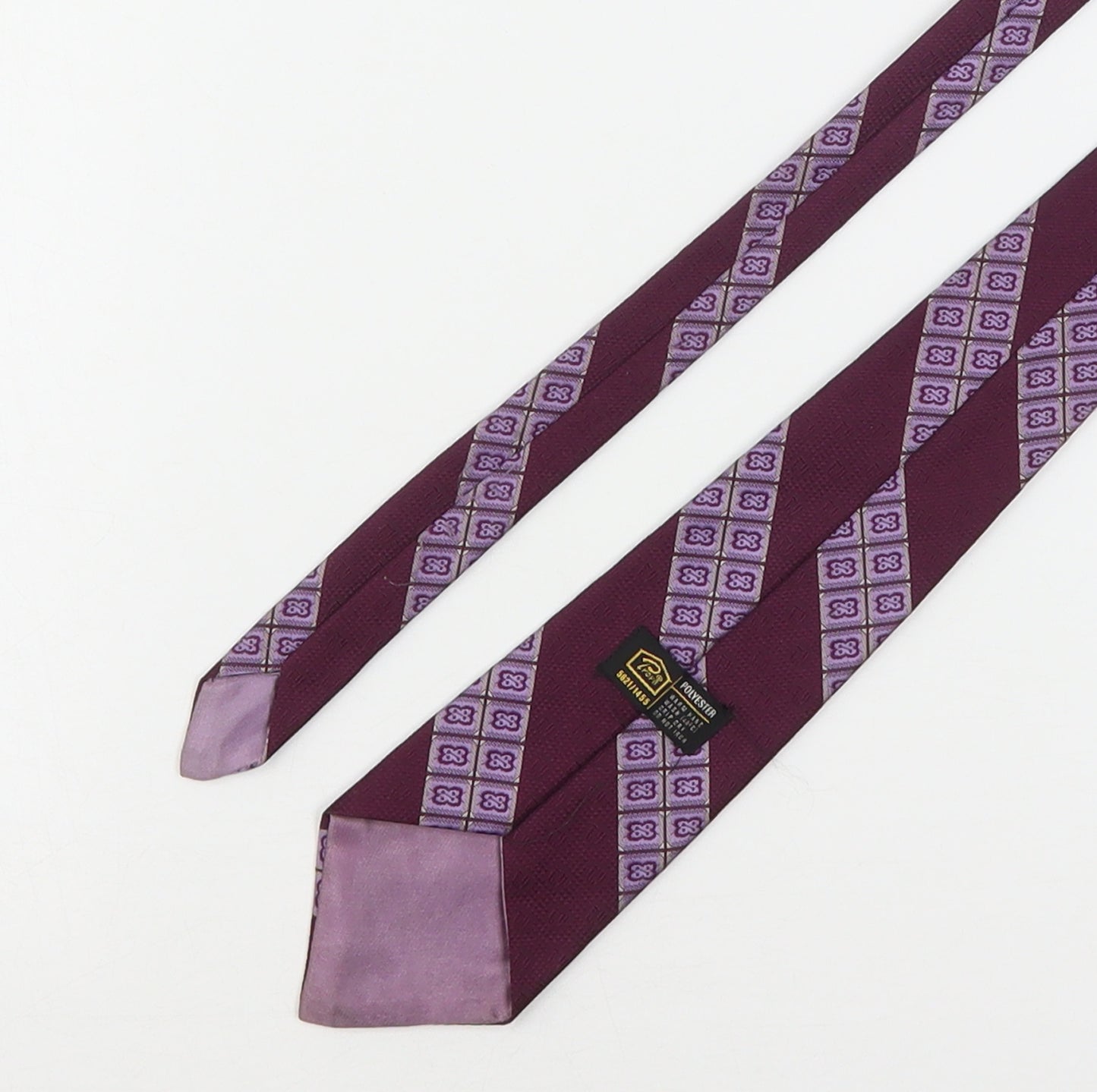 Prova Mens Purple Geometric Polyester Pointed Tie One Size