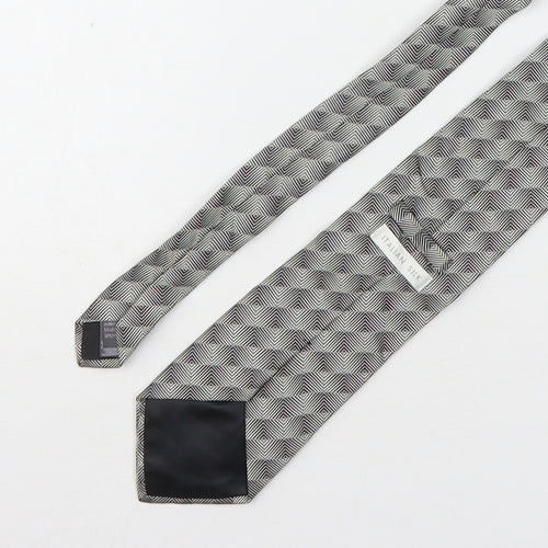 Marks and Spencer Mens Grey Geometric Silk Pointed Tie One Size