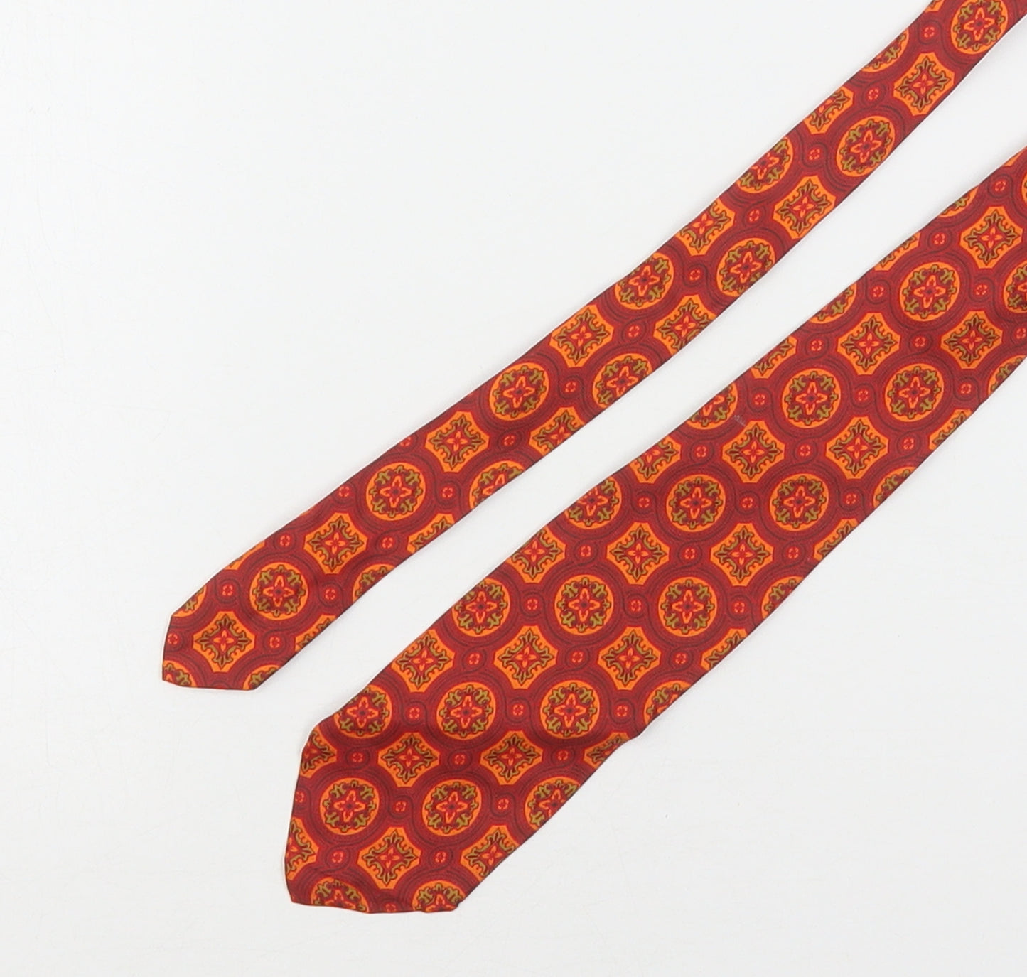 Jonelle Mens Orange Paisley Silk Pointed Tie One Size