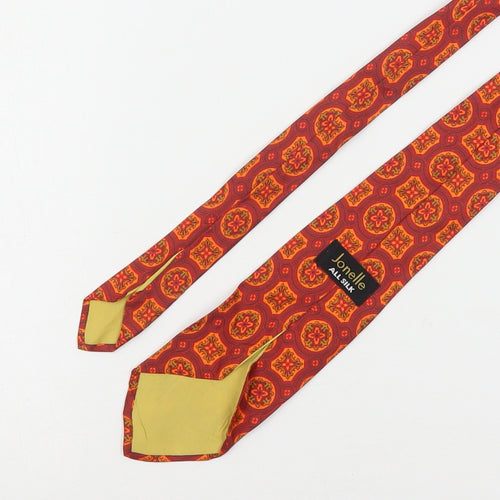 Jonelle Mens Orange Paisley Silk Pointed Tie One Size