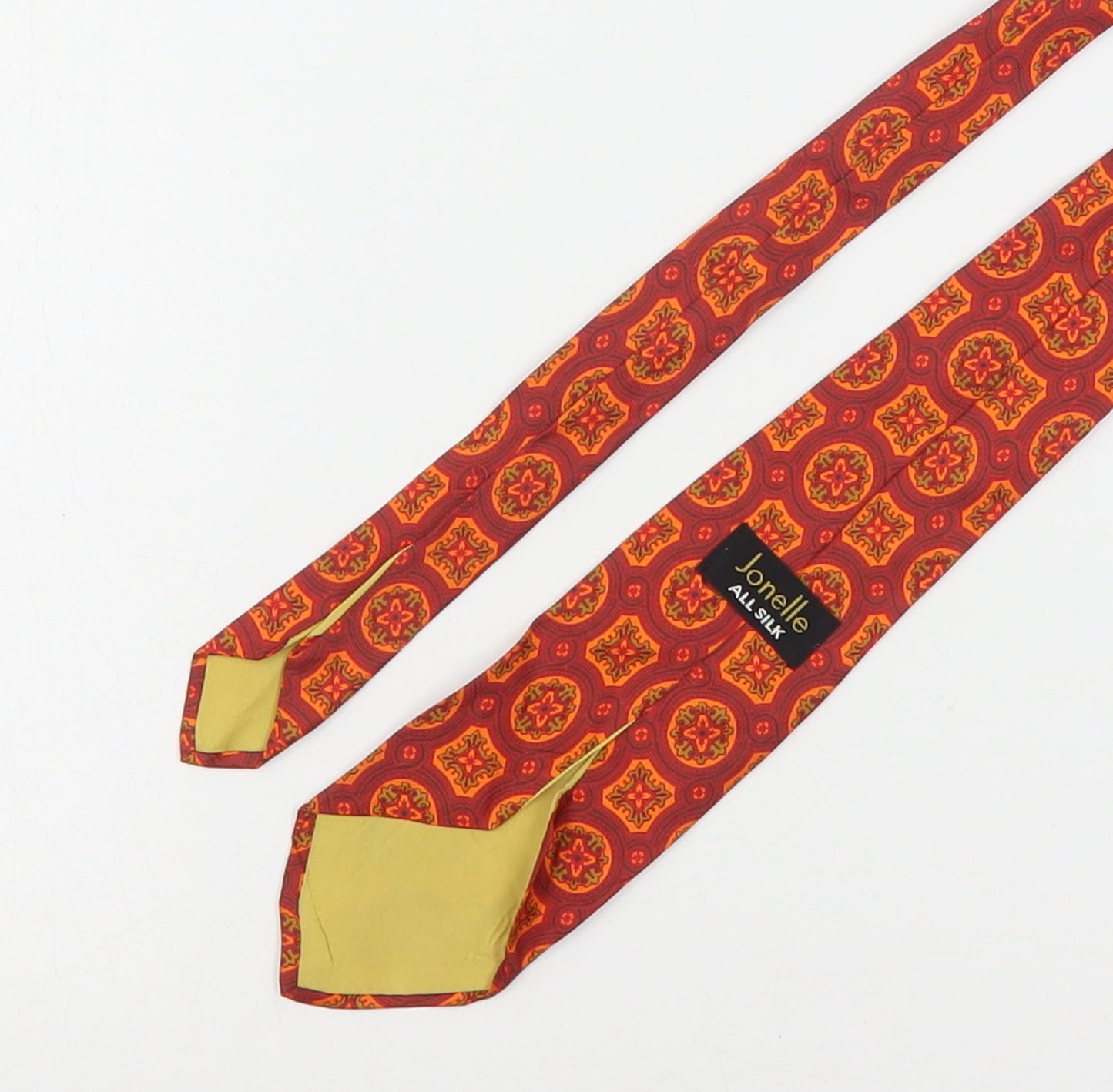 Jonelle Mens Orange Paisley Silk Pointed Tie One Size