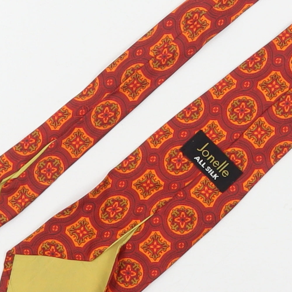 Jonelle Mens Orange Paisley Silk Pointed Tie One Size