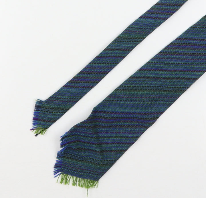 Curleweaver Mens Green Striped Wool Pointed Tie One Size