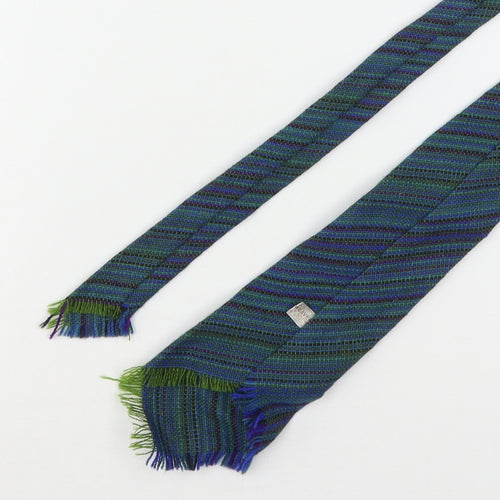 Curleweaver Mens Green Striped Wool Pointed Tie One Size