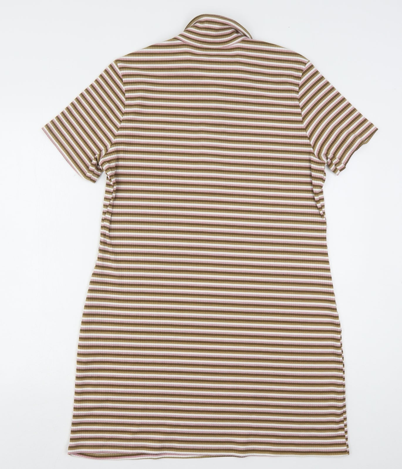 New Look Womens Multicoloured Striped Polyester T-Shirt Dress  Size 18  Collared