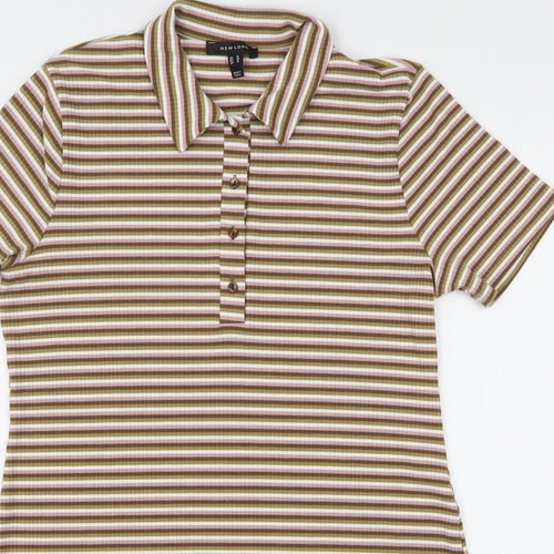 New Look Womens Multicoloured Striped Polyester T-Shirt Dress  Size 18  Collared