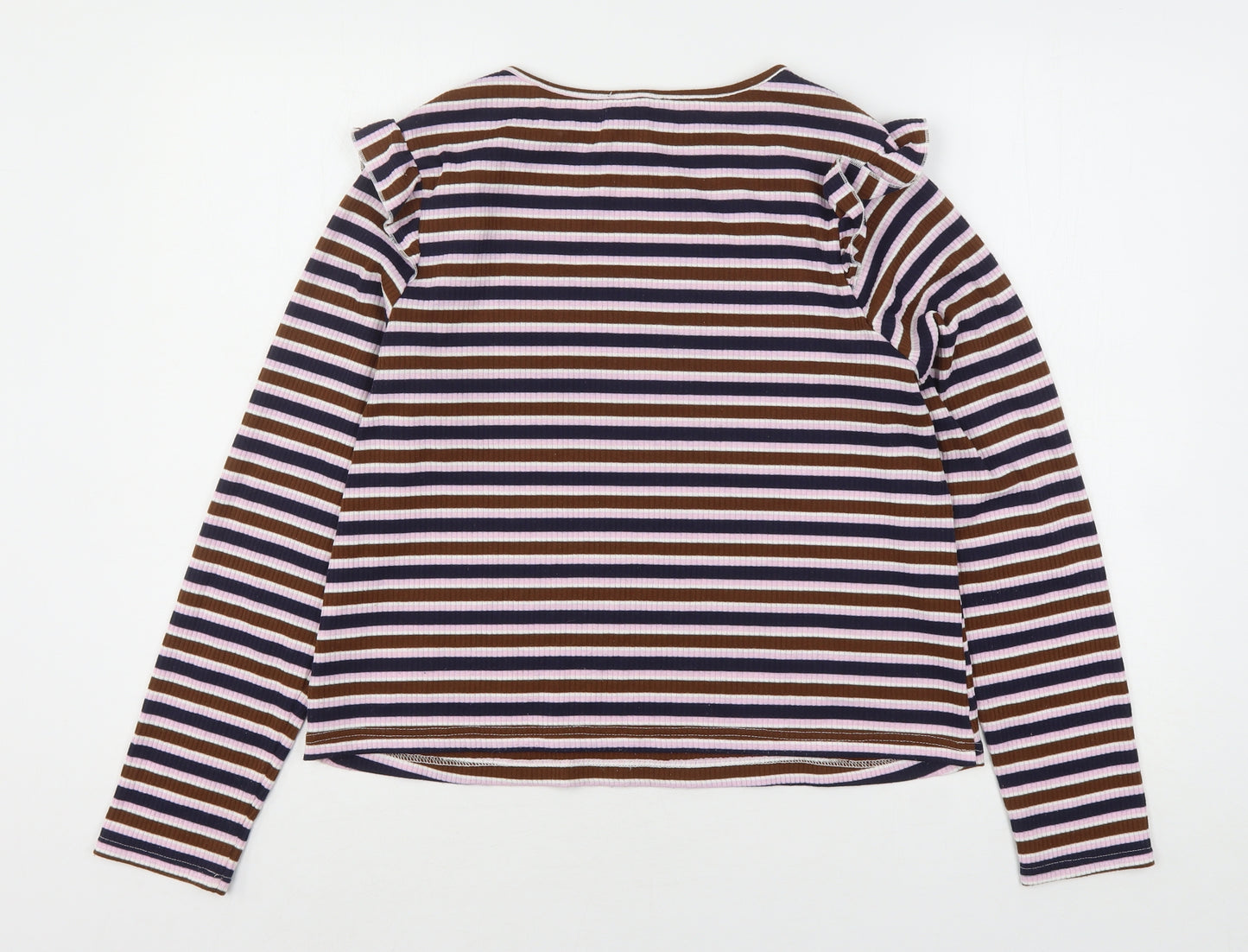New Look Womens Multicoloured Striped Polyester Basic T-Shirt Size 18 Round Neck