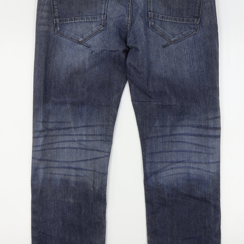 NEXT Mens Blue  Cotton Straight Jeans Size 34 L31 in Regular Button