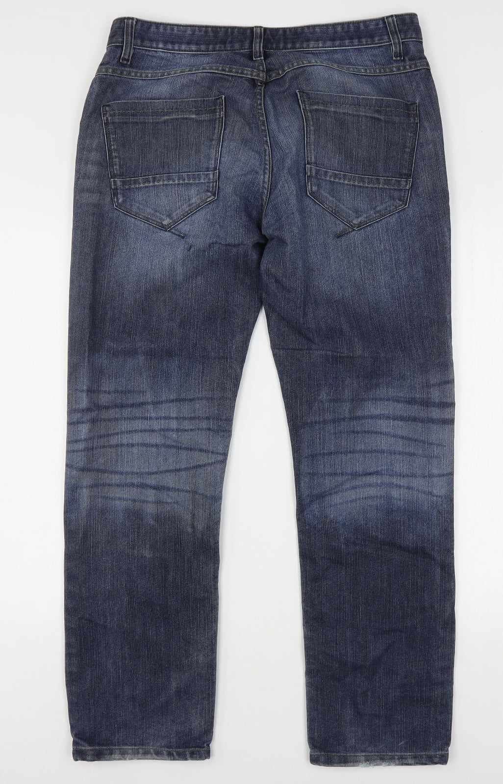 NEXT Mens Blue  Cotton Straight Jeans Size 34 L31 in Regular Button