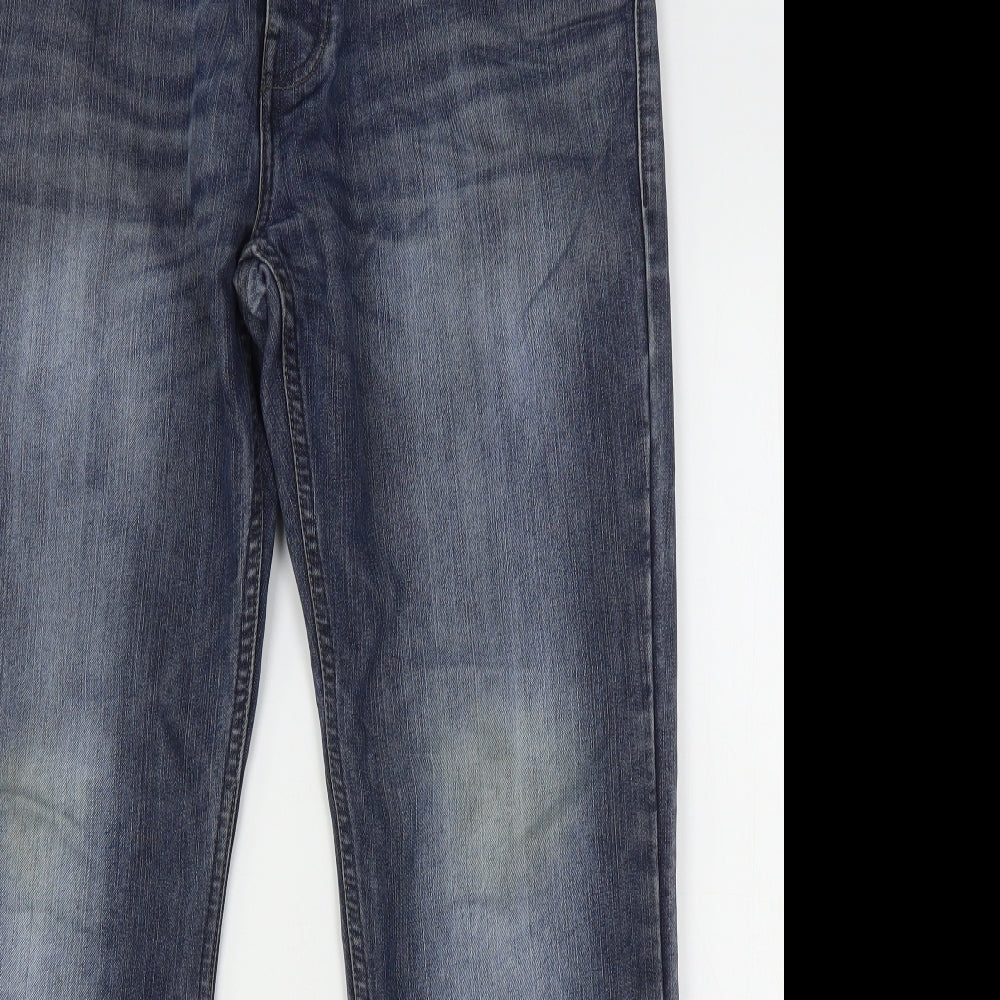 NEXT Mens Blue  Cotton Straight Jeans Size 34 L31 in Regular Button