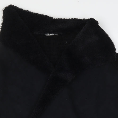South Womens Black V-Neck  Acrylic Cardigan Jumper Size 14