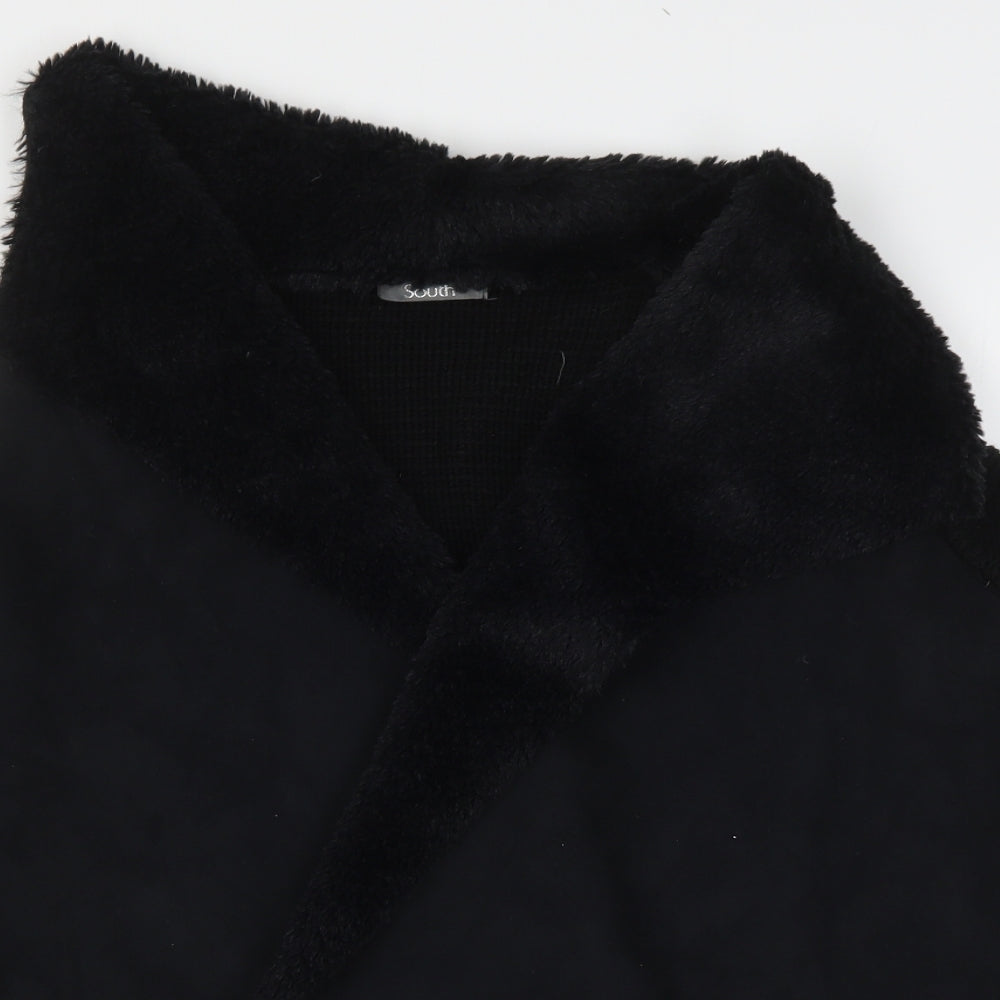 South Womens Black V-Neck  Acrylic Cardigan Jumper Size 14