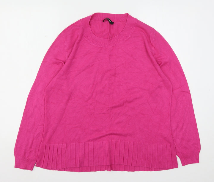 Kaleidoscope Womens Pink Round Neck Viscose Pullover Jumper Size 14
