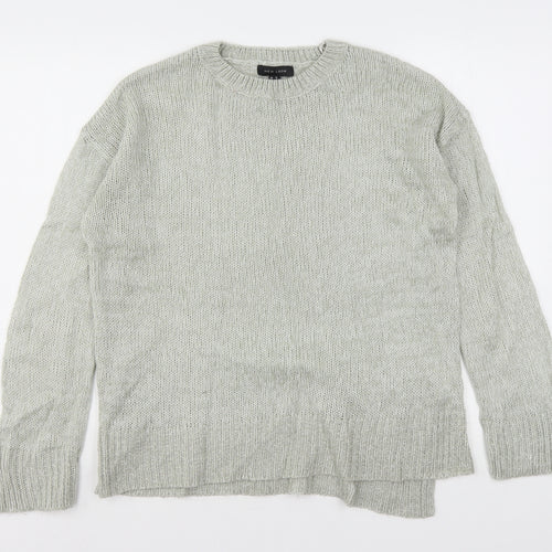 New Look Womens Grey Round Neck  Acrylic Pullover Jumper Size M