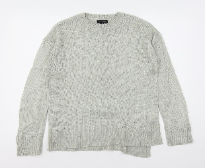 New Look Womens Grey Round Neck Acrylic Pullover Jumper Size M