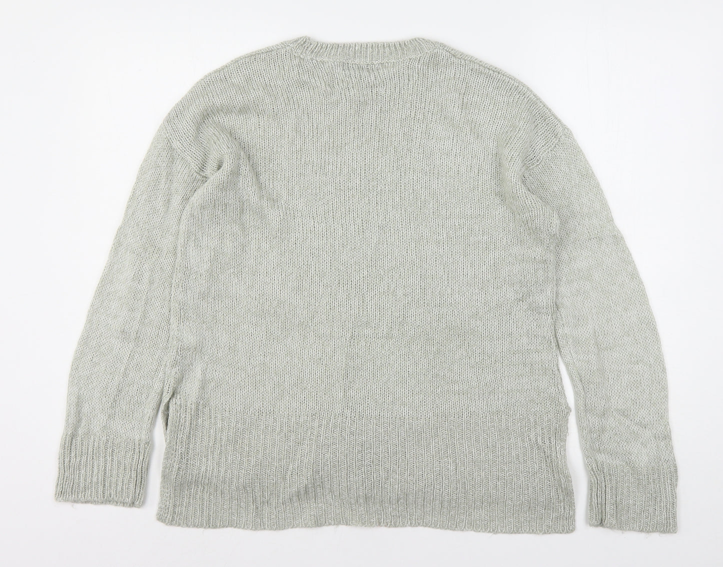 New Look Womens Grey Round Neck  Acrylic Pullover Jumper Size M
