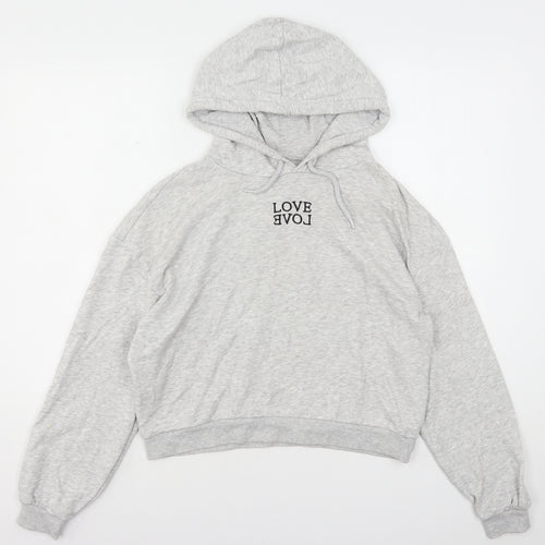 H&M Womens Grey  Cotton Pullover Hoodie Size M   - Cropped