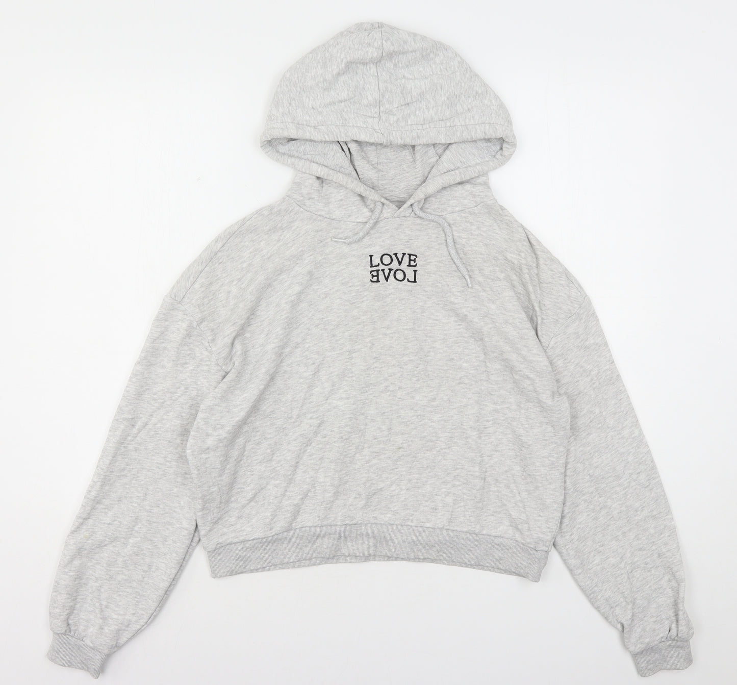 H&M Womens Grey  Cotton Pullover Hoodie Size M   - Cropped
