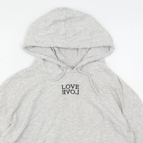 H&M Womens Grey  Cotton Pullover Hoodie Size M   - Cropped