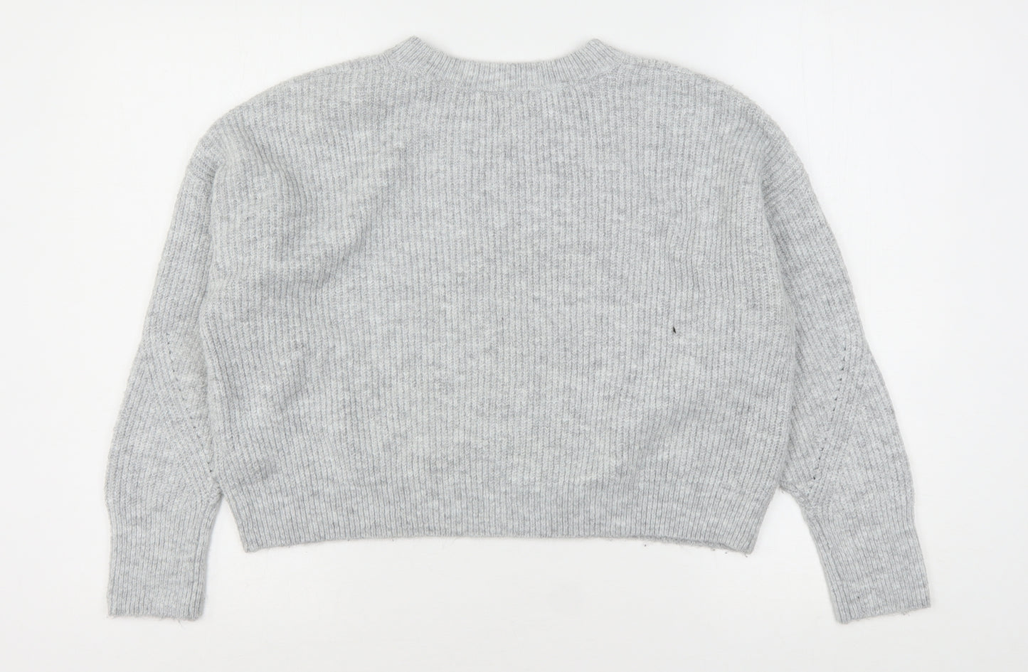 Topshop Womens Grey Round Neck  Acrylic Pullover Jumper Size S